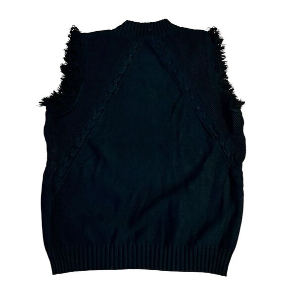 fringed pullover mock neck sleeveless sweater  Black Unbranded size large - Picture 4 of 9